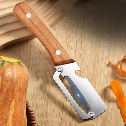 Vegetable Peeler with Wooden Handle for Peeling and Slicing