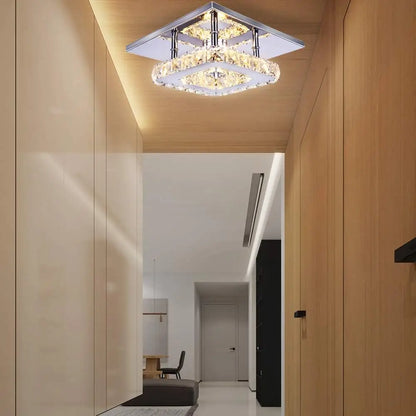 Small Crystal LED Semi-Flush Mount Ceiling Light – Warm White