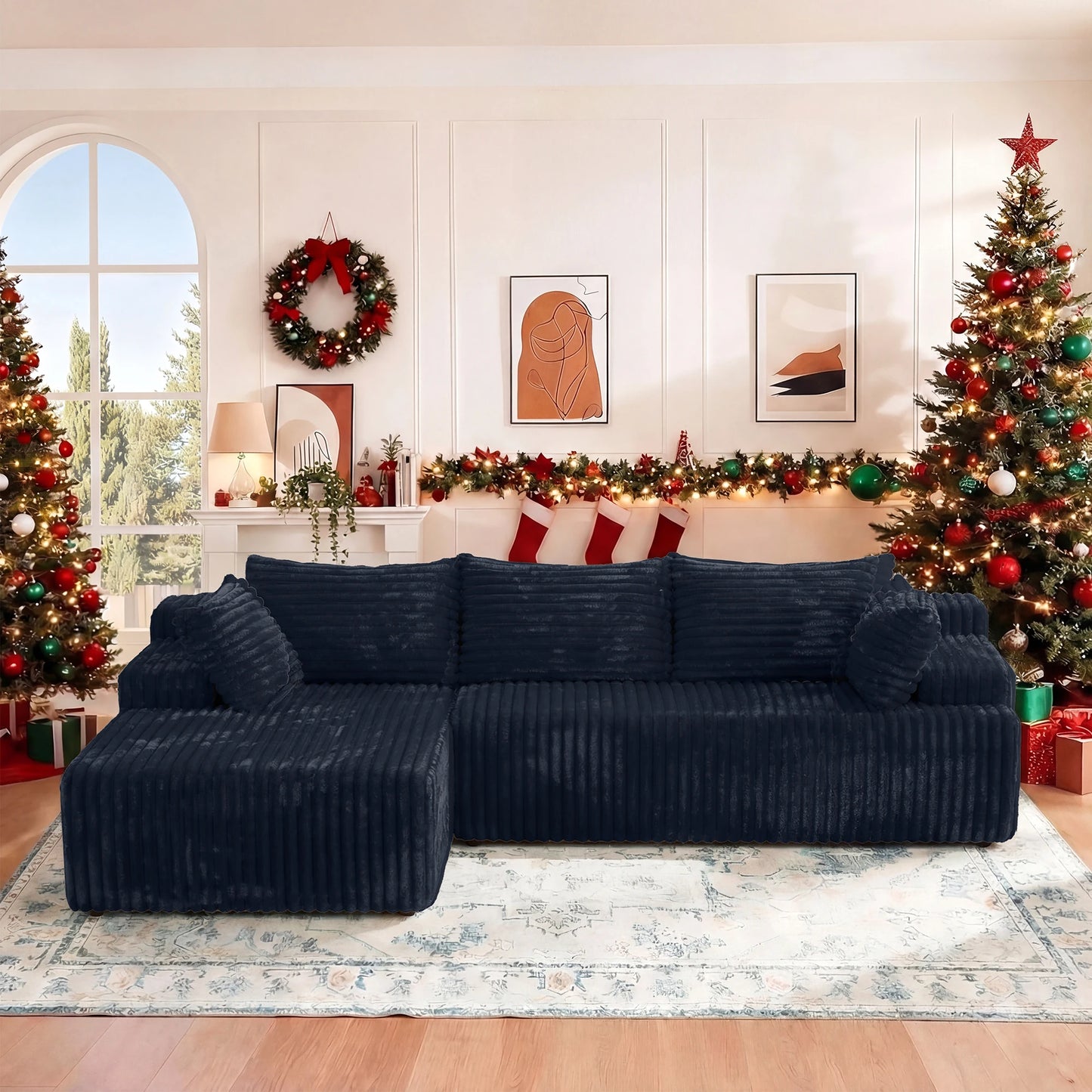 Modern L-Shape Deep Seat Sectional Sofa
