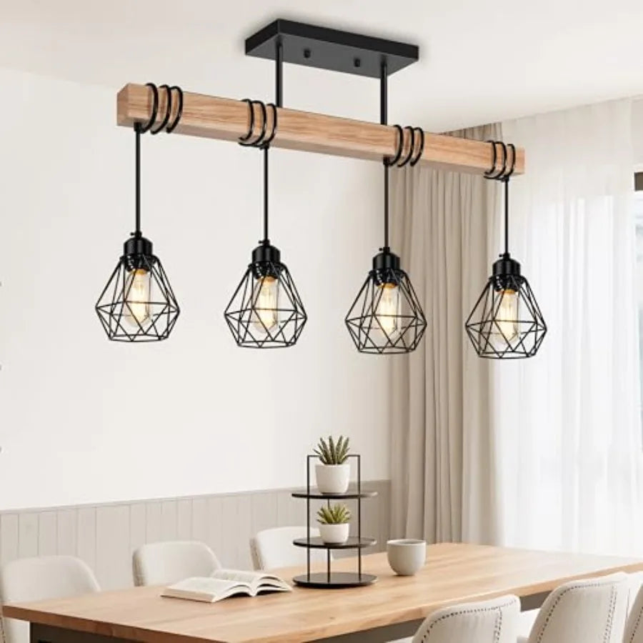 Farmhouse Wood Kitchen Island Lighting 23.6''