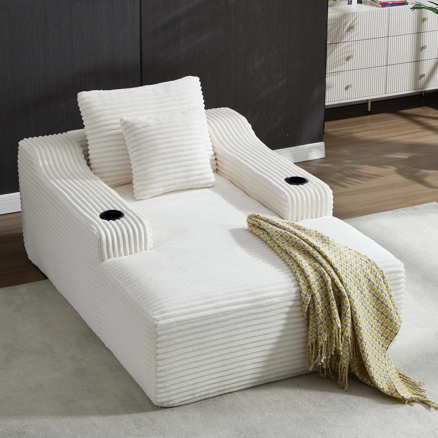 67" Corduroy Indoor Chaise Lounge Chair