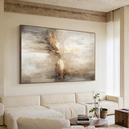 Large Beige Black Abstract Canvas Art