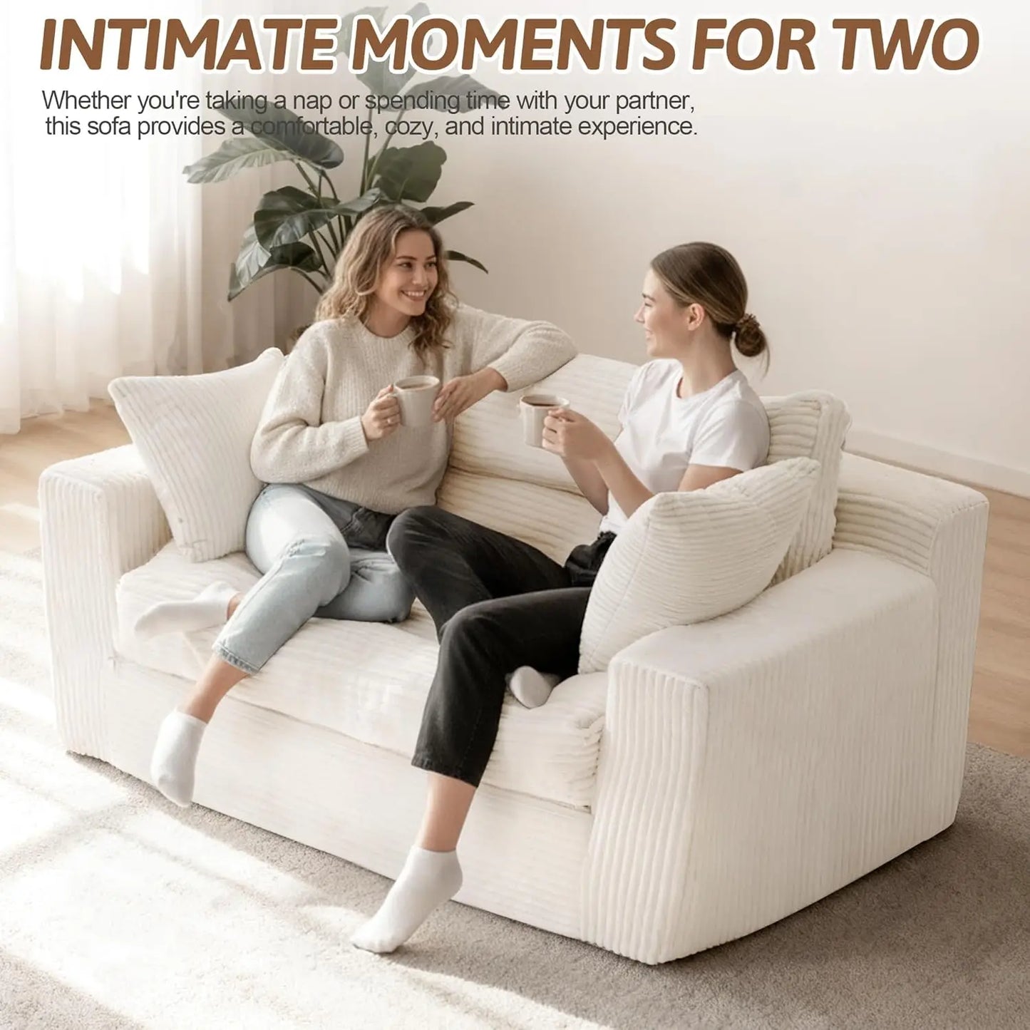 Convertible 2-Seater Sofa Bed – Pull-Out Folding Loveseat (Beige)