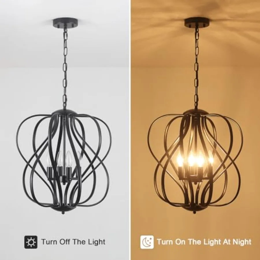 Modern Black Sphere Chandelier for Dining Room,