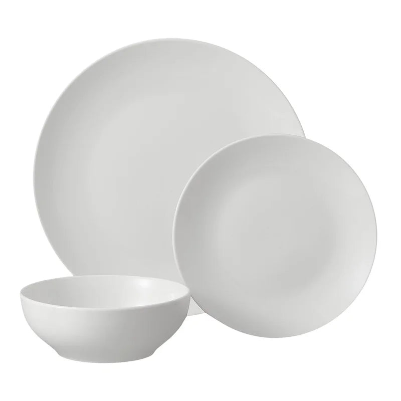 12PCS White Stoneware Dinnerware Set