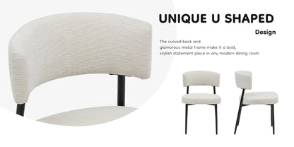Set of 4 Round Fabric Dining Chairs with Metal Legs