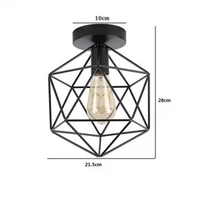 Vintage Wrought Iron Frame Pendant Light – Industrial Ceiling Chandelier for Restaurant & Home
