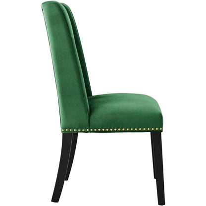 Set of 2 Emerald Green Velvet Dining Chairs