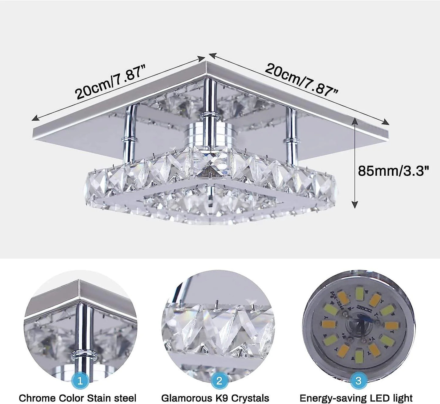 Small Crystal LED Semi-Flush Mount Ceiling Light – Warm White