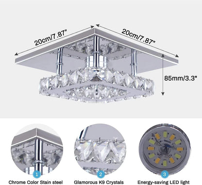 Small Crystal LED Semi-Flush Mount Ceiling Light – Warm White