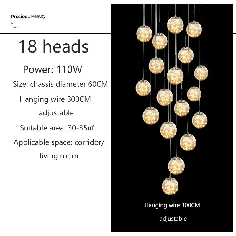 Nordic Glass Ball LED Pendant Light