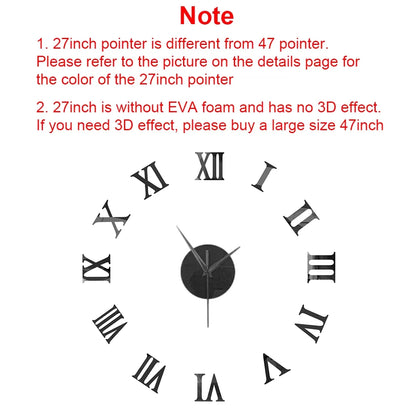 3D DIY Acrylic Mirror Wall Clock