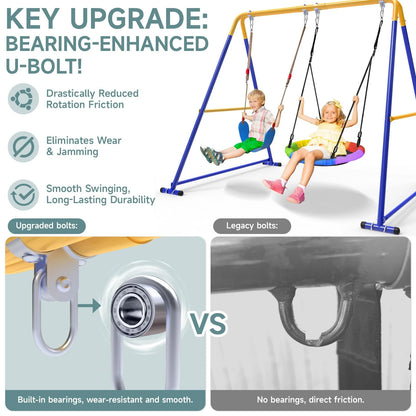 Kids Swing Set with Slide & Saucer