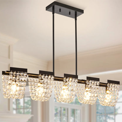 5-Light Gold Crystal Chandelier – Luxury LED Ceiling Light
