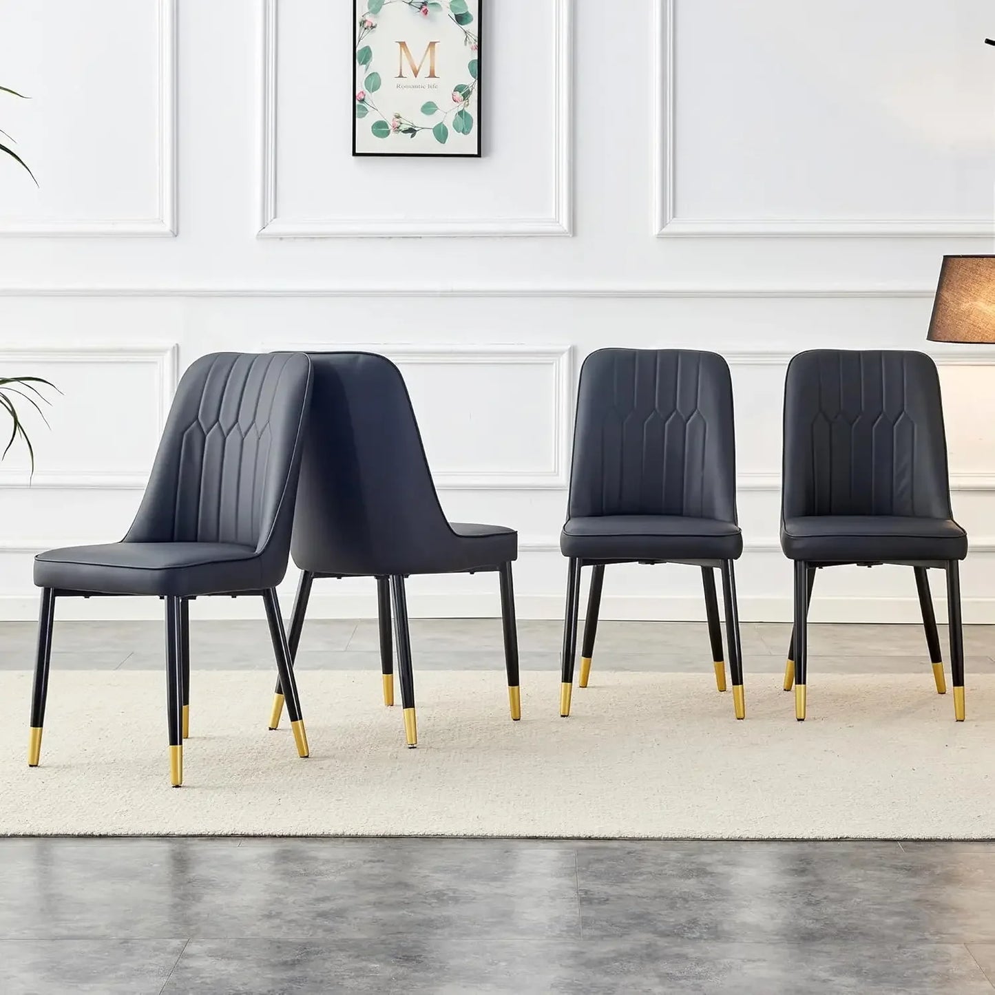 Black Leather Dining Chairs Set of 4