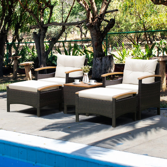 5-Piece Rattan Patio Sofa Set
