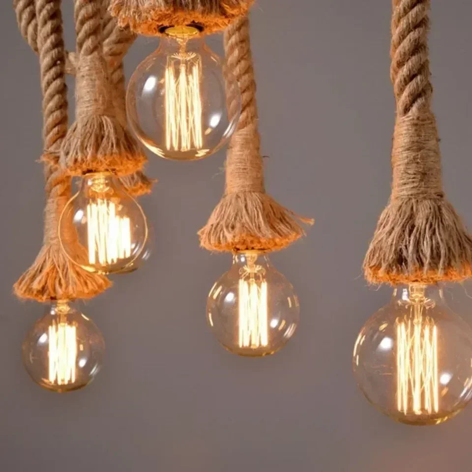 Handwoven Hemp Rope Pendant Light – E27 Hanging Lamp