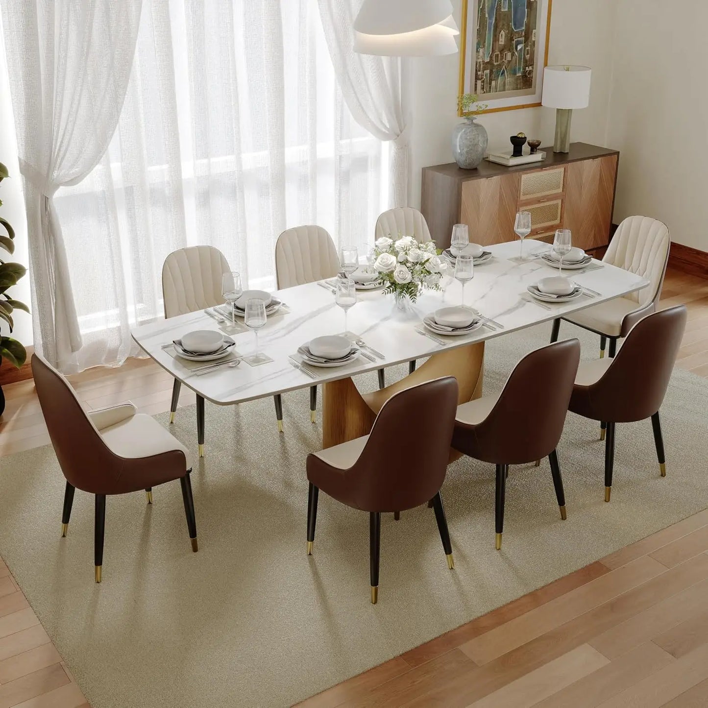 PU Leather Wingback Dining Chairs (Set of 2)