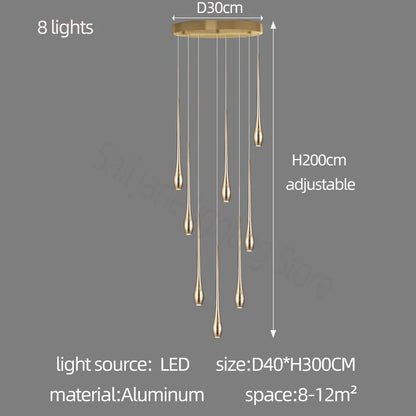 Nordic LED Staircase Pendant Chandelier