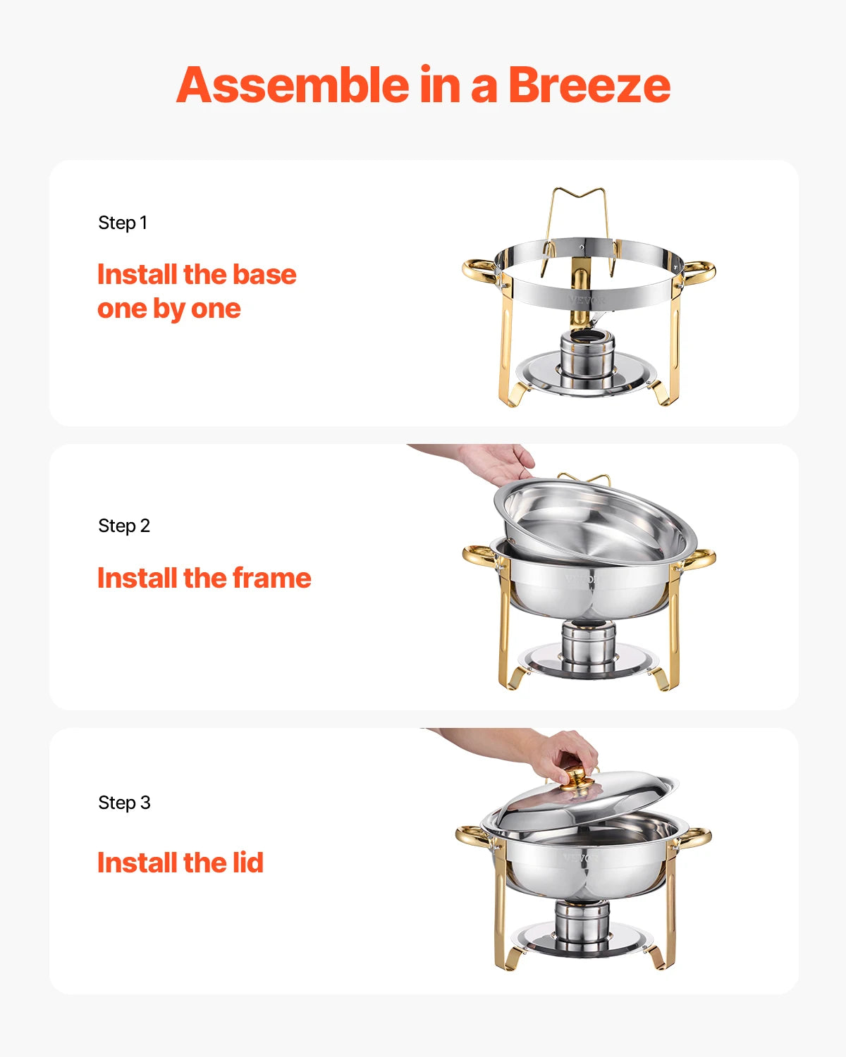 Stainless Steel Chafing Dish Buffet Set (4 Pack)