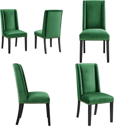 Set of 2 Emerald Green Velvet Dining Chairs