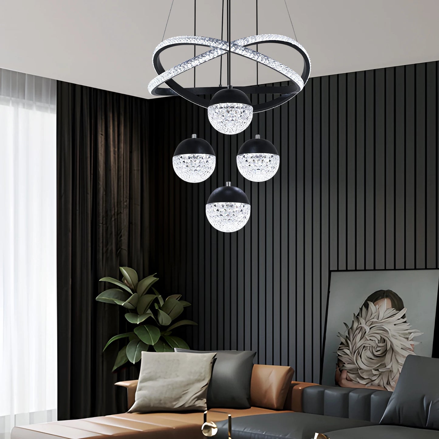 Modern Nordic LED Chandelier – 3 Color Lighting