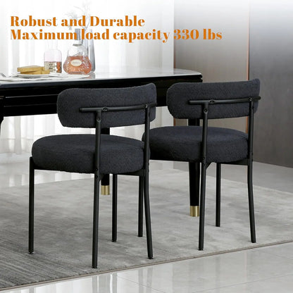 Black Boucle Dining Chairs Set of 4