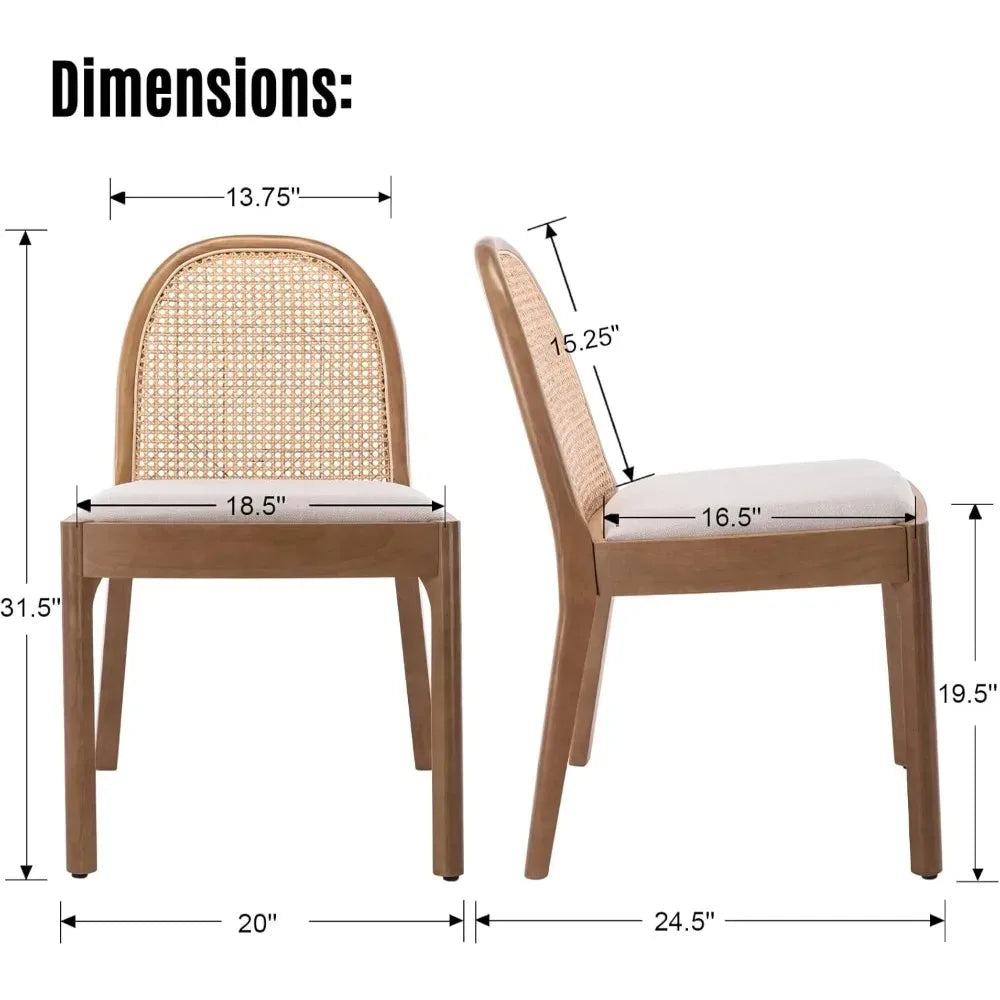 Linen Cane Back Dining Chairs (Set of 2)