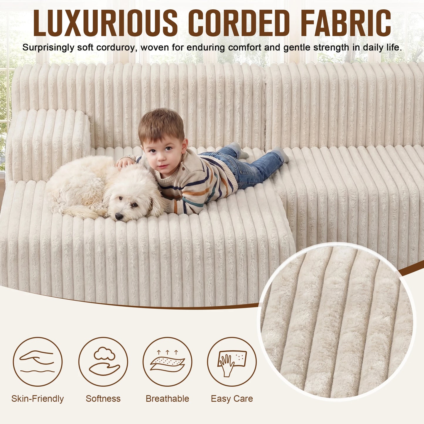 Modern L-Shape Deep Seat Sectional Sofa