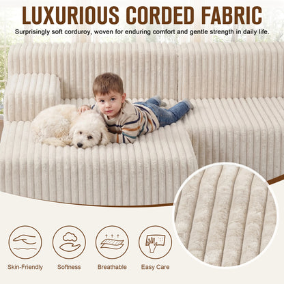 Modern L-Shape Deep Seat Sectional Sofa