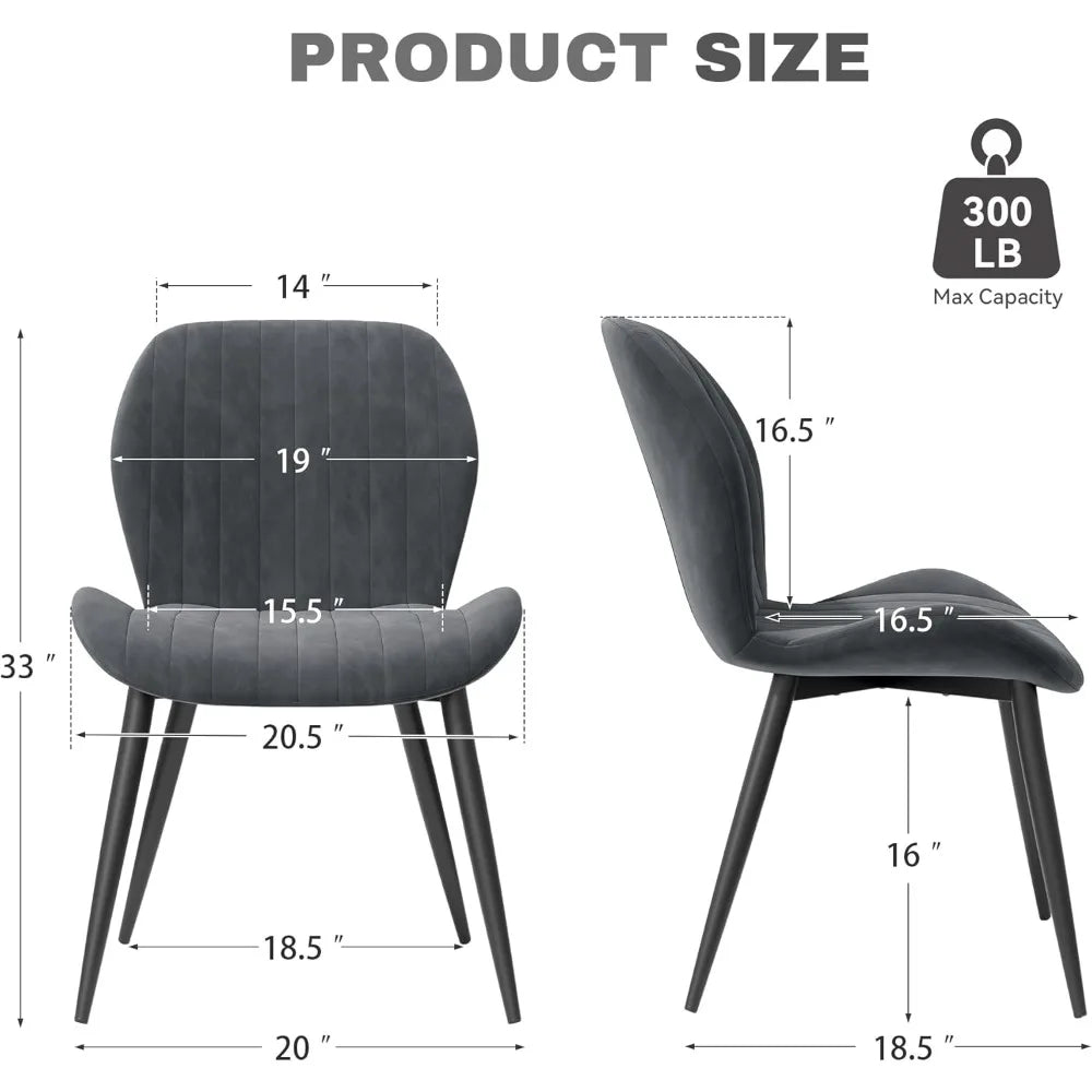 Set of 4 Velvet Dining Chairs with Metal Legs