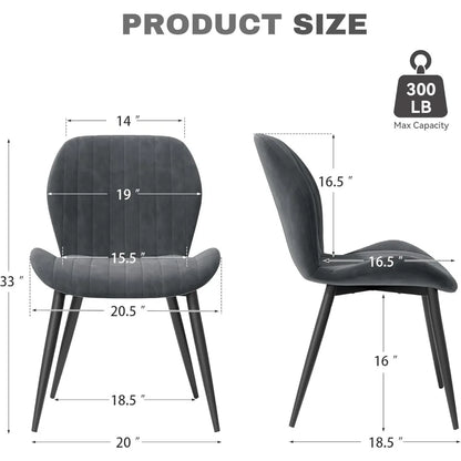 Set of 4 Velvet Dining Chairs with Metal Legs