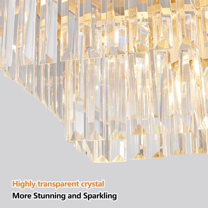 33.5" Industrial Crystal Chandelier