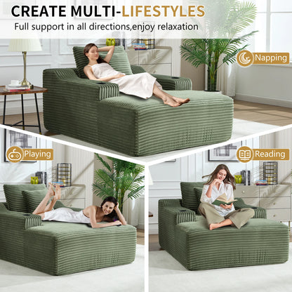 67" Corduroy Indoor Chaise Lounge Chair