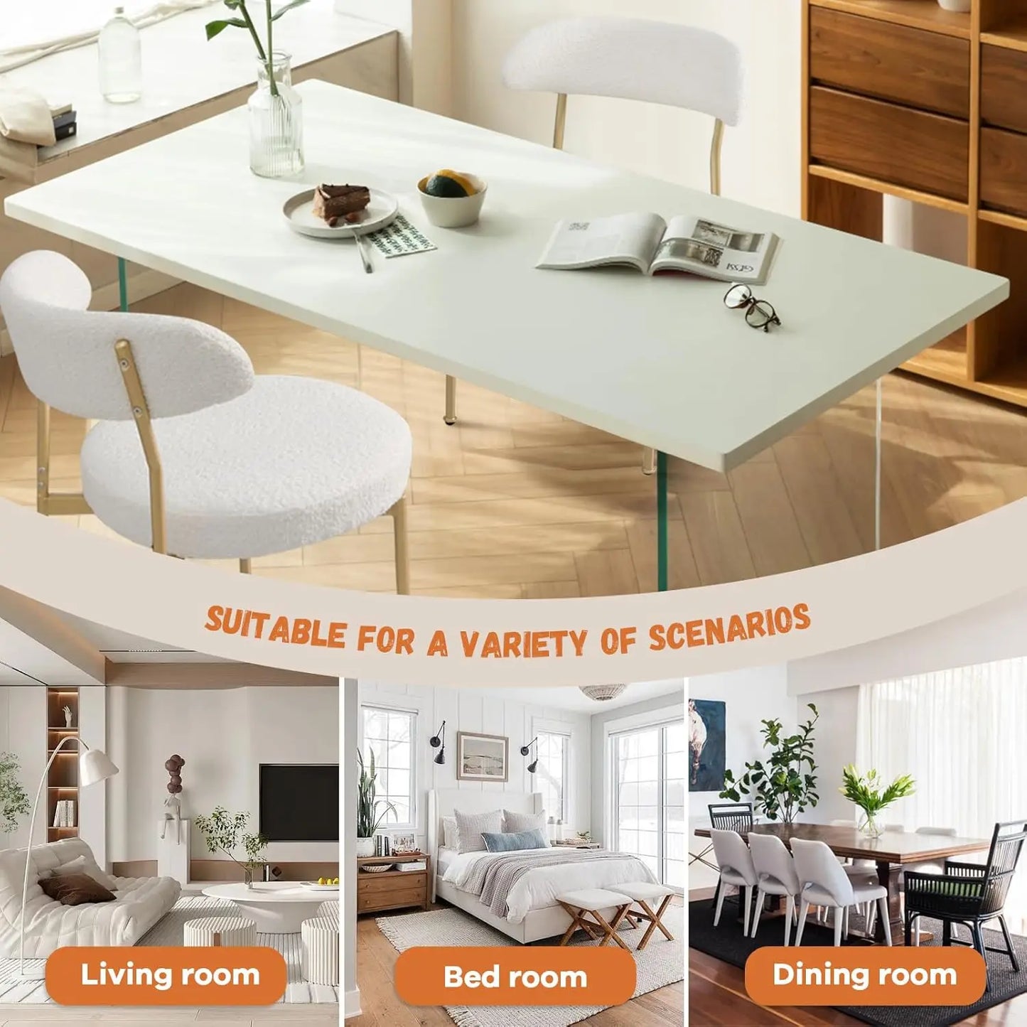Modern Teddy Dining Chairs with Gold Legs (Set of 6)