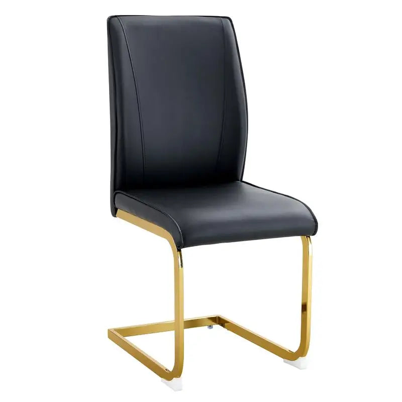 Set of 6 Black PU Dining Chairs with Gold Legs