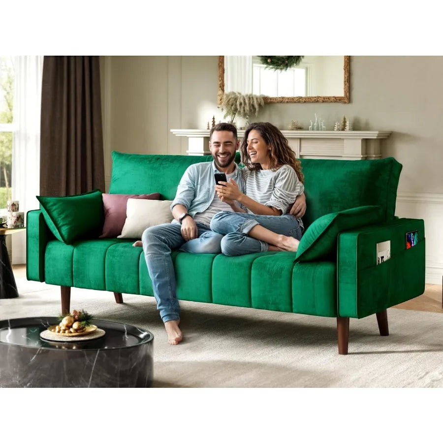 Modern Velvet Loveseat Sofa for Small Spaces