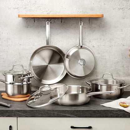 Stainless Steel Cookware Set 10pcs, All Stoves Compatible,