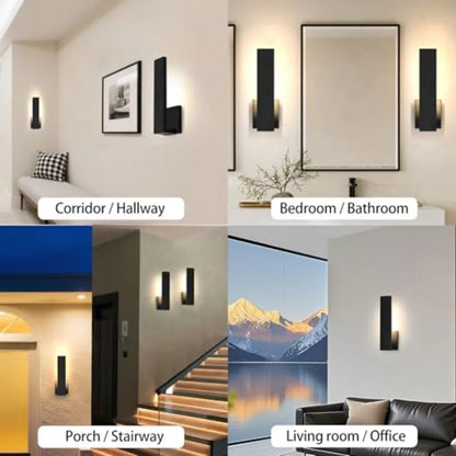 Modern Aluminum LED Matte Black Indoor Outdoor Set of Two