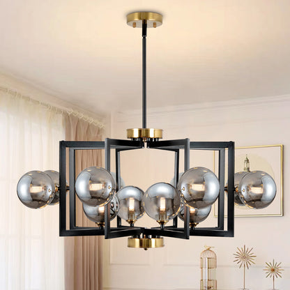 Modern Bubble Chandelier Black Glass Globe Decer