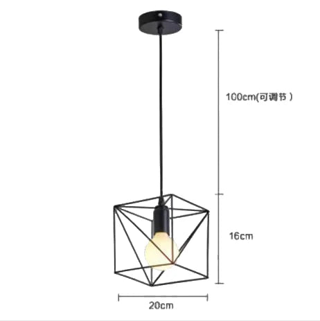 Vintage Wrought Iron Frame Pendant Light – Industrial Ceiling Chandelier for Restaurant & Home