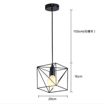 Vintage Wrought Iron Frame Pendant Light – Industrial Ceiling Chandelier for Restaurant & Home