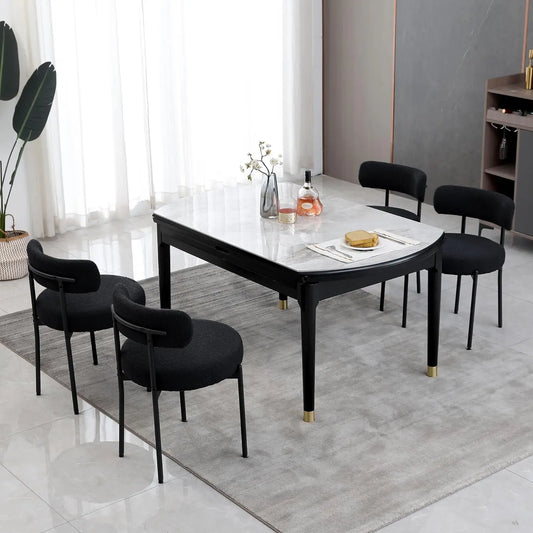Black Boucle Dining Chairs Set of 4