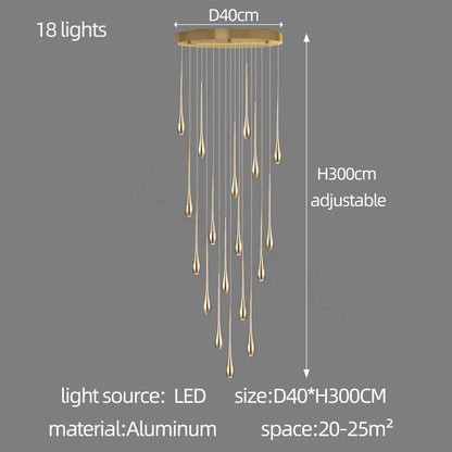 Nordic LED Staircase Pendant Chandelier