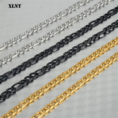 Silver Stainless Steel Figaro Chain for Men