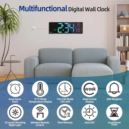 16.2" LED Digital Wall Clock with Remote