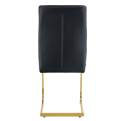 Set of 6 Black PU Dining Chairs with Gold Legs