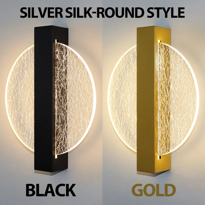 Luxury Acrylic Gold Foil LED Wall Sconce – 10W