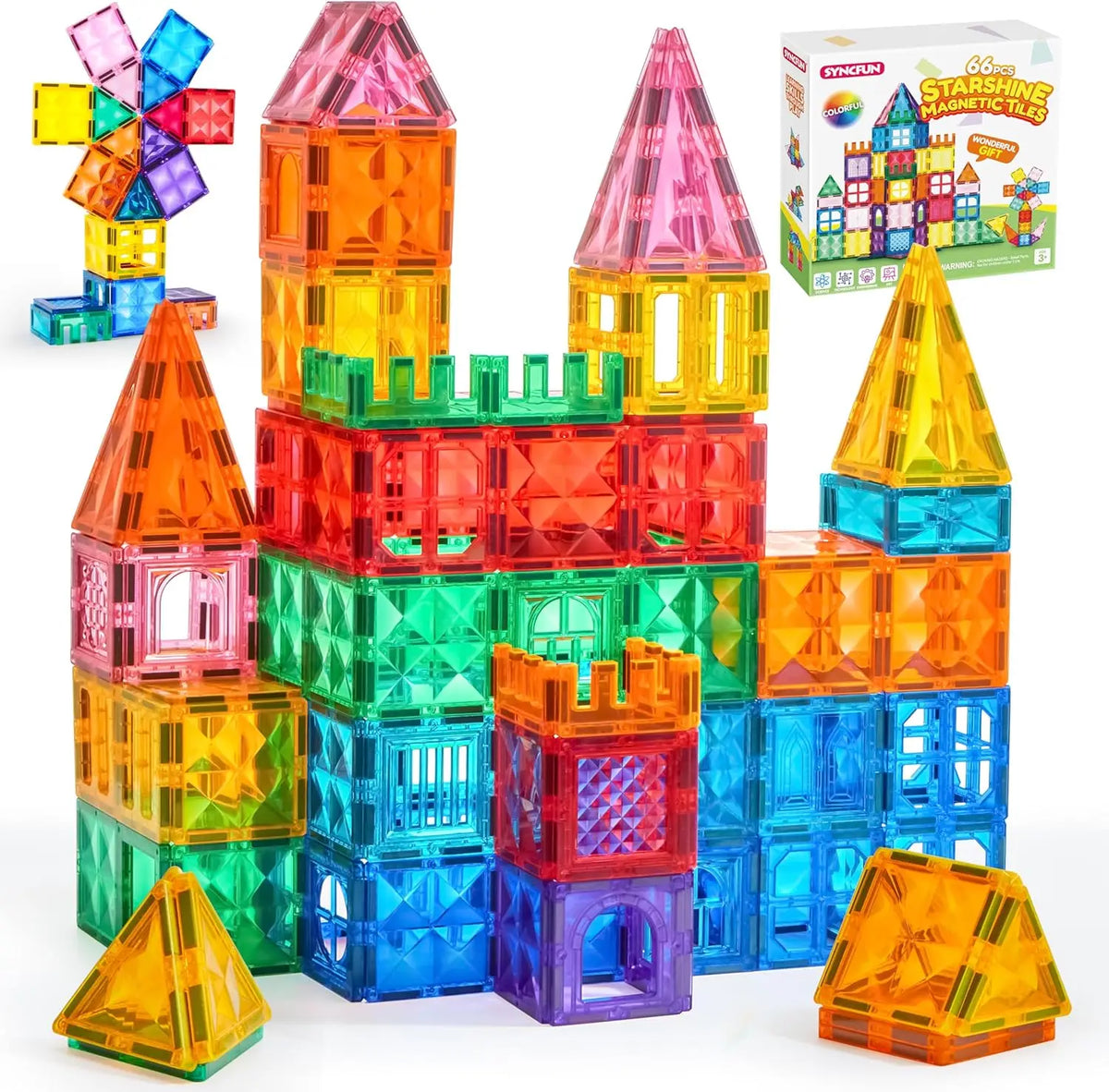 JOYFY Magnetic Building Tiles Set with Vehicle Construction Blocks