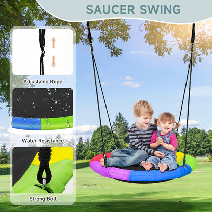 Kids Swing Set with Slide & Saucer